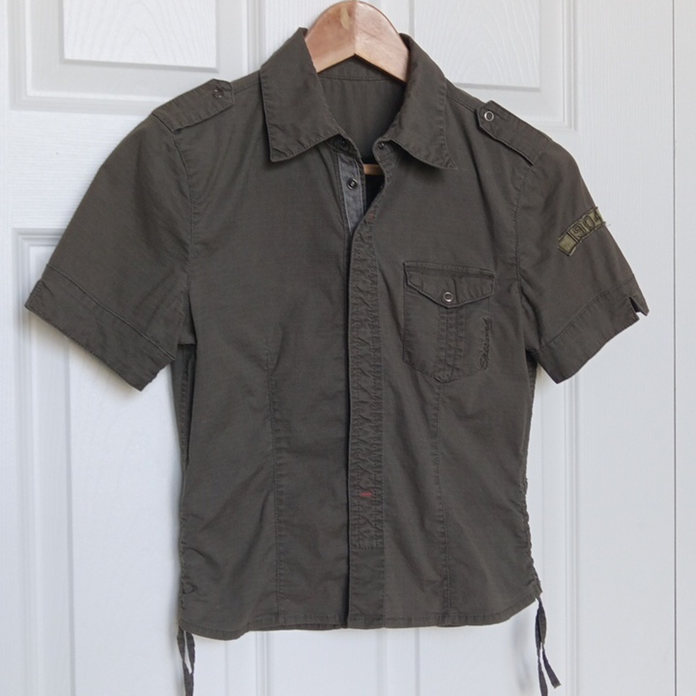 Ptp16.5" Cotton Army-Green Short Sleeve Shirt